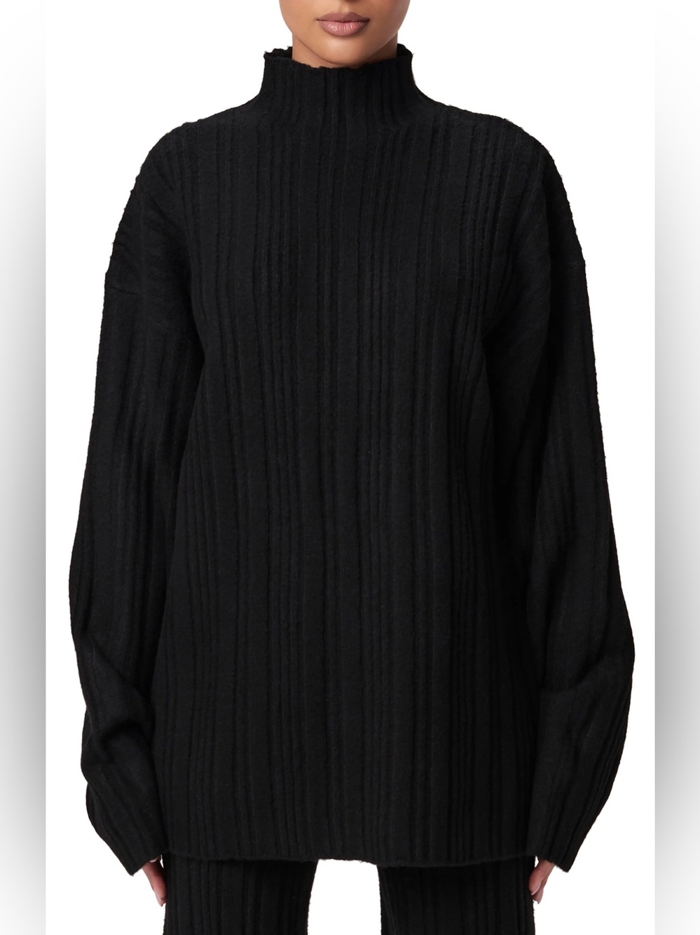 Naked Wardrobe Knit Oversized Top Black